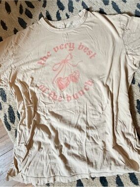 American Eagle Outfitters Cream Tee with Pinkish Red Cherry 🍒 Graphic